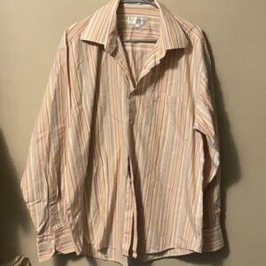 L.L. Bean Men's Striped Casual Button Down Shirt - Cream and Tan